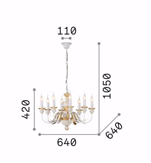 Firenze sp8 ideal lux lampadario classico 8 luci bianco e oro elegante