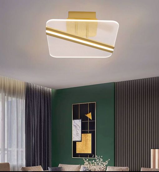 Plafoniera oro per soggiorno contemporaneo led 21w 3000k