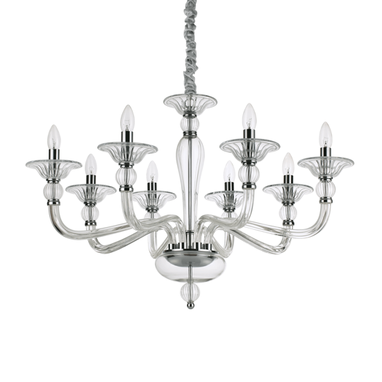 Danieli sp8 ideal lux lampadario classico 8 bracci cristallo trasparente