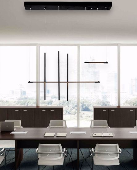 Lampadario design nero per tavolo soggiorno moderno led 35w 3000k