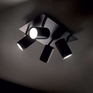 Ideal lux spot pl4 lampada con faretti orientabili neri