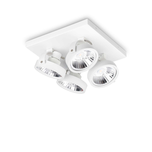 Konig pl4 bianco ideal lux lampada da soffitto con 4 faretti gu10 led 10w 3000k