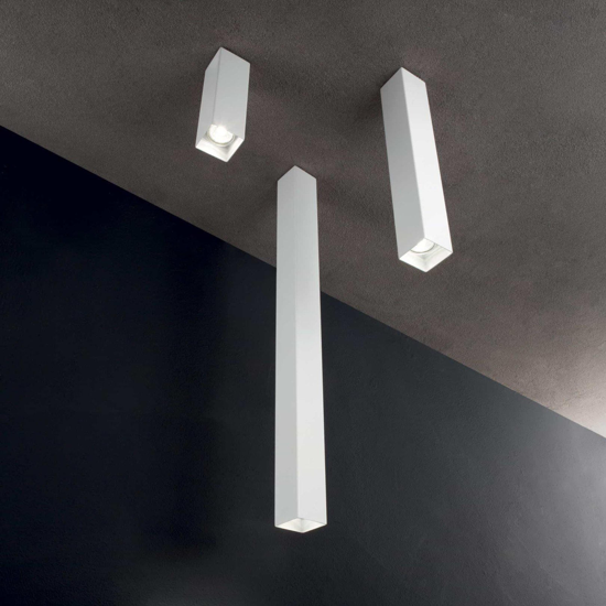 Sky pl1 bianco ideal lux faretto led quadrato da soffitto gu10 5w 3000k