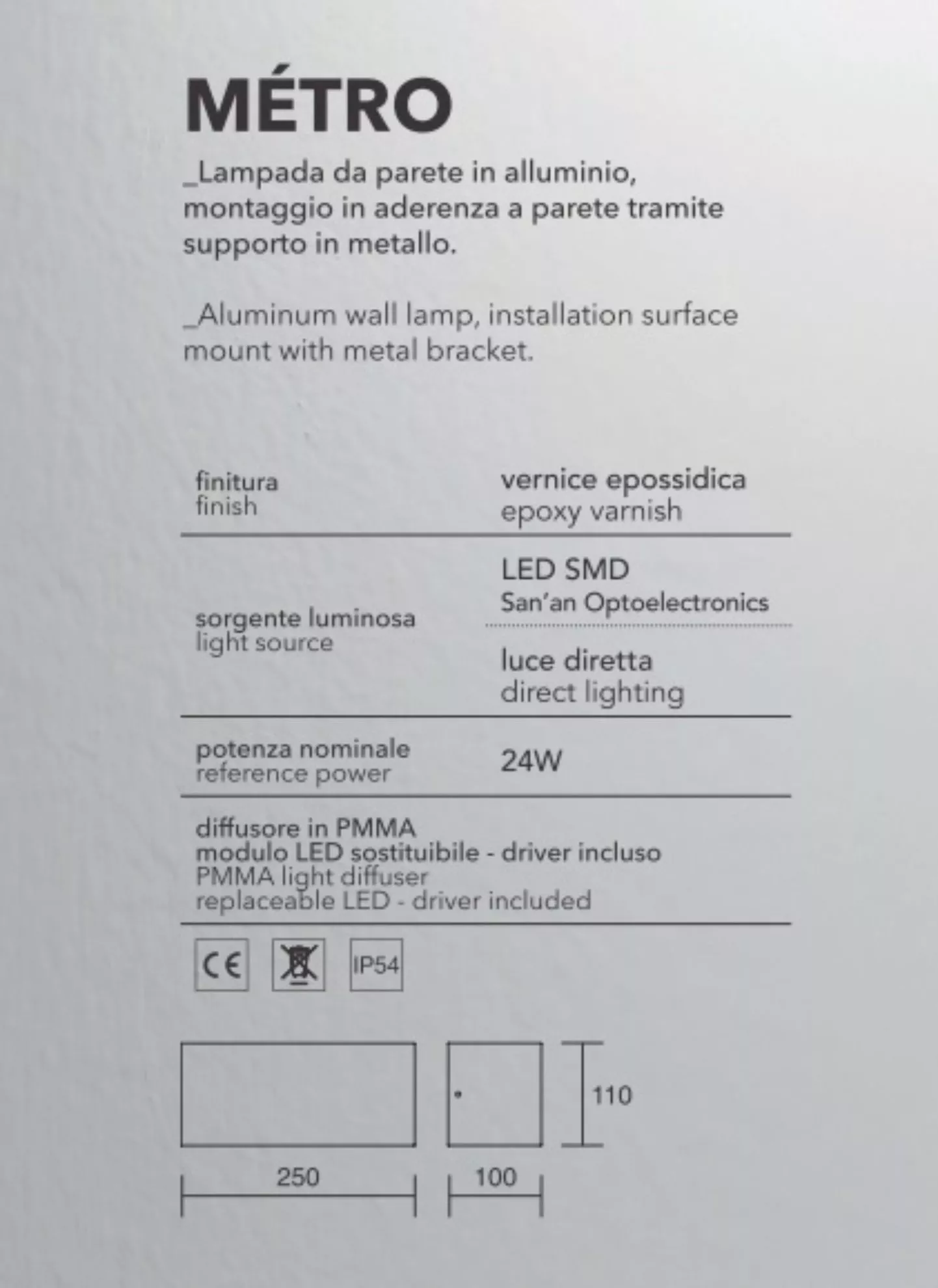 Isyluce metro applique da esterno led 24w 3000k antracite ip54 - 547-19