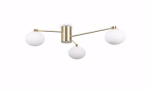 Ideal lux hermes pl3 d90 plafoniera 3 luci oro sfere vetro bianco