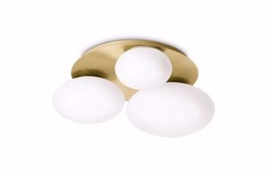 Ninfea pl3 ideal lux plafoniera ottone 3 sfere vetro bianco per interni