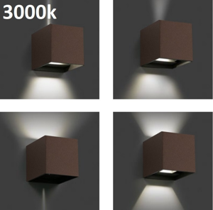 Isyluce applique 6w moderna cubo corten 3000k luce orientabile