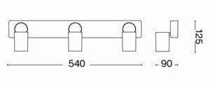 Rudy pl3 square ideal lux bianco lampada con 3 faretti led orientabili gu10 7w 3000k