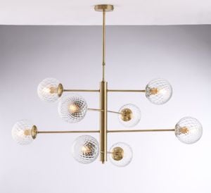 Lampadario moderno 8 luci oro bronzato per soggiorno