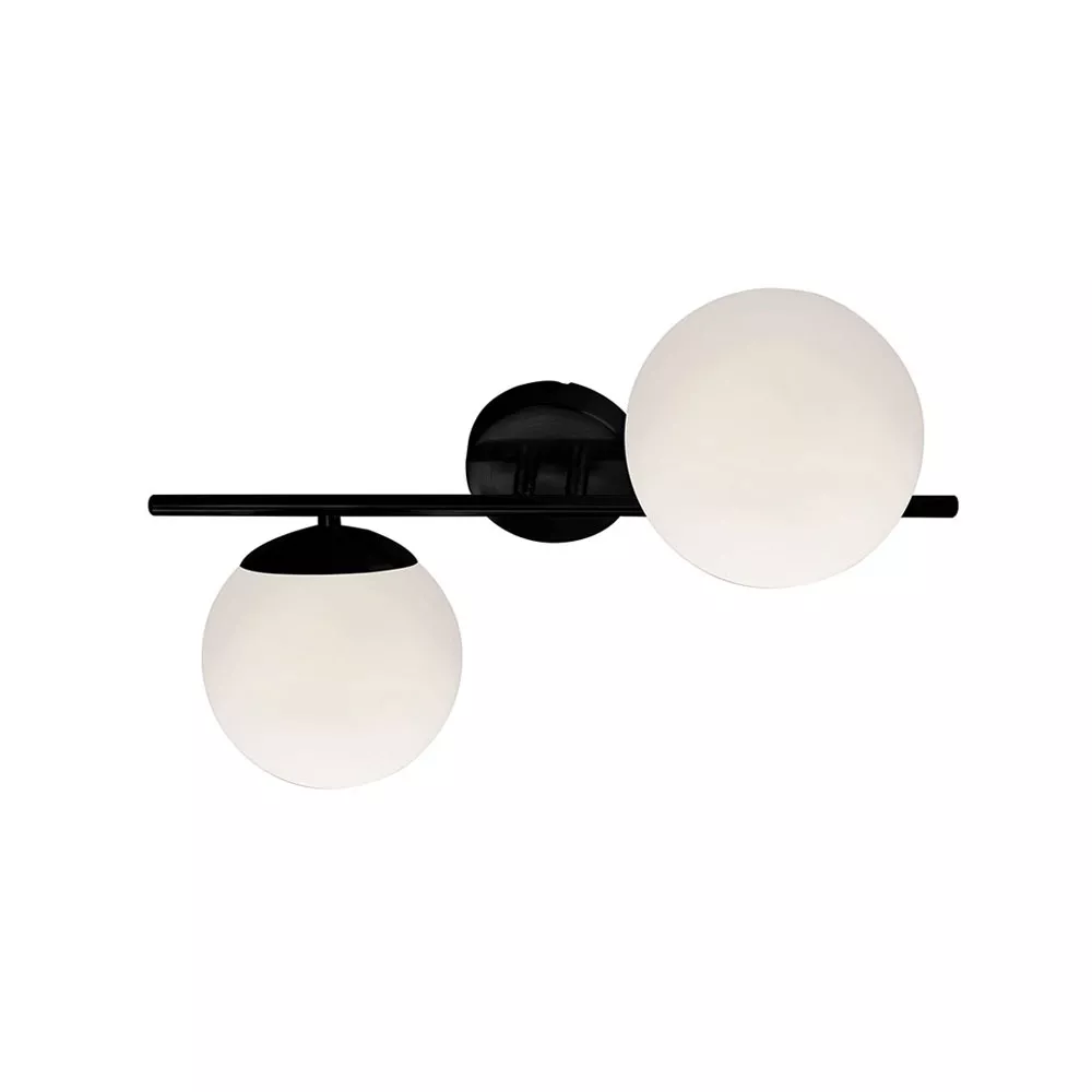 Mazzola luce plafoniera nera design moderna sfere vetro bianco - 75E9