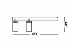 Ideal lux profilo pl2 nero con due faretti led orientabili gu10 7w