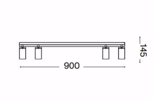 Ideal lux profilo bianco da soffitto con 4 faretti led gu10 7w 3000k