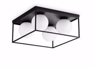 Lingotto pl4 ideal lux plafoniera 4 nera quadrata bocce vetro bianco industrial