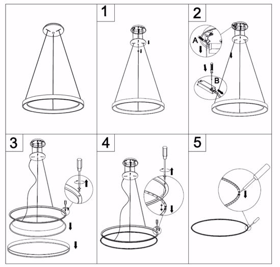 Lampadario a sospensione vivida lifering titanio led 60w 3000k 4000k dimmerabile