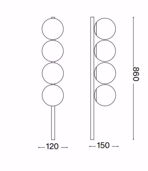 Ideal lux binomio pl4 plafoniera moderna nera 4 sfere vetro per interni