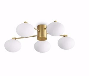 Ideal lux hermes pl5 d60 plafoniera 5 luci ottone per salotto