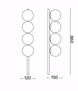 Ideal lux binomio pl4 plafoniera bianca 4 sfere vetro moderna