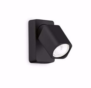 Ideal lux rudy ap1 square applique per camera da letto nera orientabile gu10 led