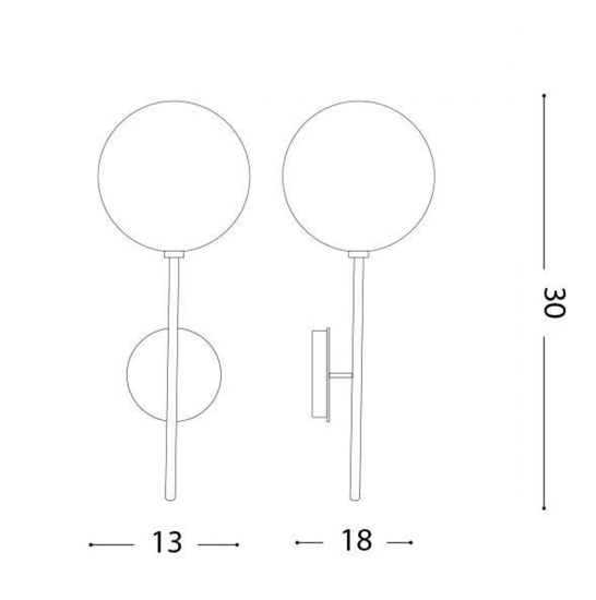 Ideal lux applique sfera trasparente equinoxe ap1 cromo