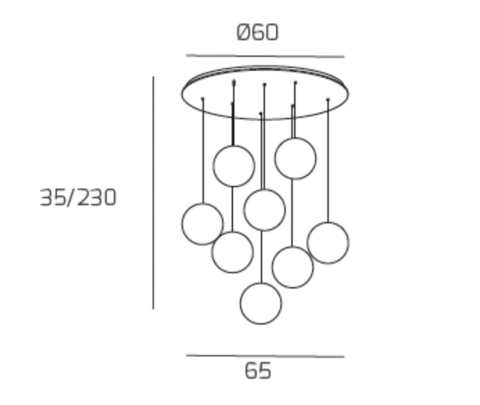 Lampadario moderno trasparente-fumè per soggiorno 8 luci tpl 0904