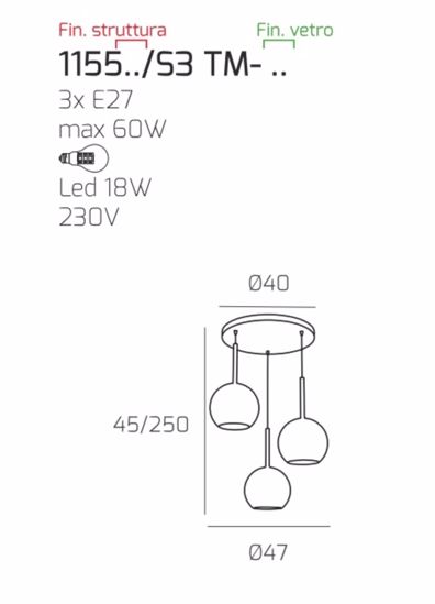 Lampadario a sospensione vetri specchiati oro top light future