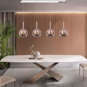 Lampadario da cucina moderna vetro rame