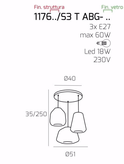 Lampadario grappolo 3 luci top light