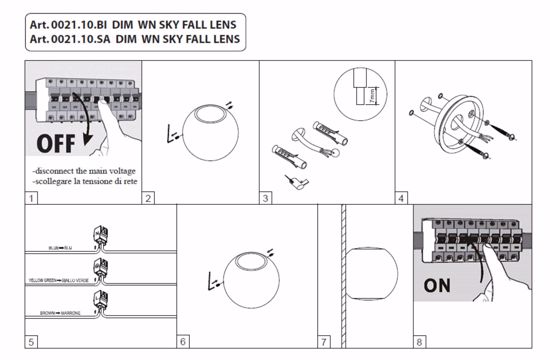 Applique led sfera bianca biemissione 3w 3000k 4000k dimmerabile vivida sky fall