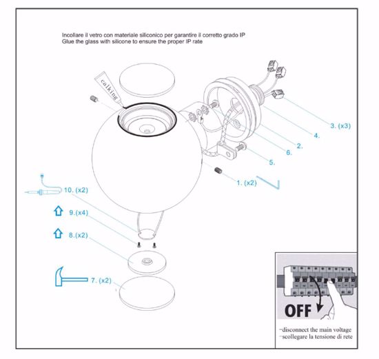 Applique led sfera bianca biemissione 3w 3000k 4000k dimmerabile vivida sky fall