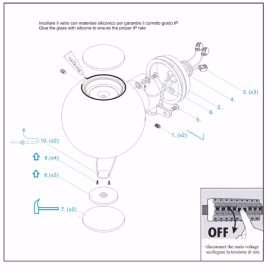 Applique led vivida sky fall lens nera doppia luce 3w 3000k dimmerabile