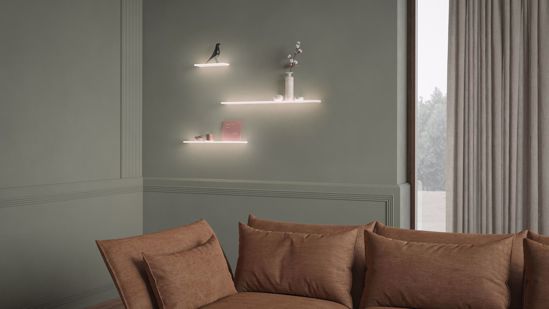 Mensola vetro luminosa da incasso a parete gesso led 19w 2700k