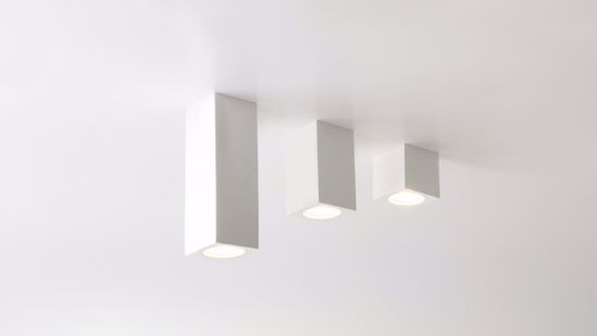 Plafone quadrato cubo di gesso da soffitto bianco pitturabile 220v gu10 led