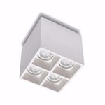 Plafoniera quadrato da soffitto 4 luci in gesso bianco