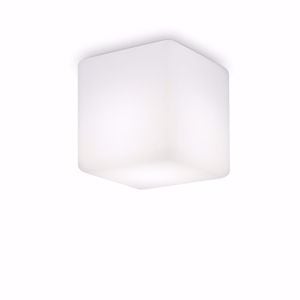 Ideal lux luna pl1 d20 plafoniera cubo bianco da esterno materiale plastico