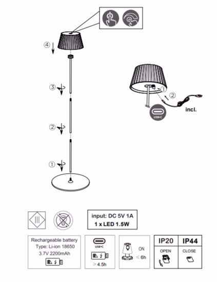 Piantana senza fili verde pistacchio per esterno ricaricabile led 3000k