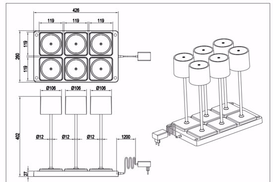 Kit 6 lampade da tavolo senza fili bianco con postazione ricaricabile per esterno