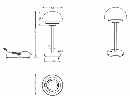 Lampada da tavolo senza fili bianca design moderna per esterno