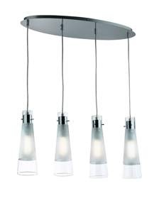 Kuky sp4 ideal lux lampadario a sospensione per cucina vetri cono 4 luci