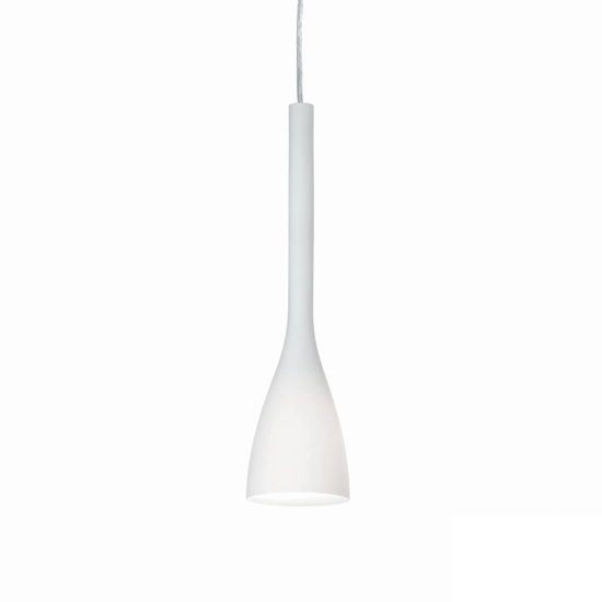 Ideal lux flut sp1 small lampadario per isola cucina cono vetro bianco