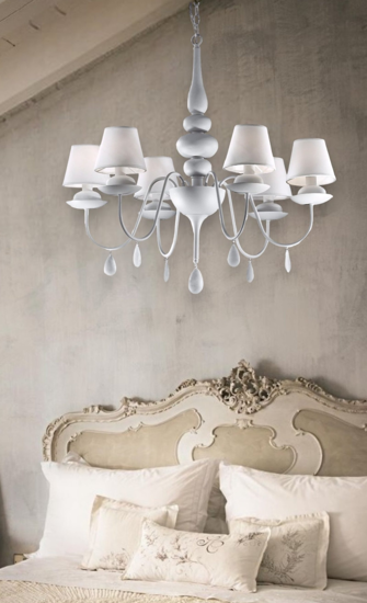 Blanche sp6 ideal lux lampadario per camera da letto bianco 6 luci shabby chic