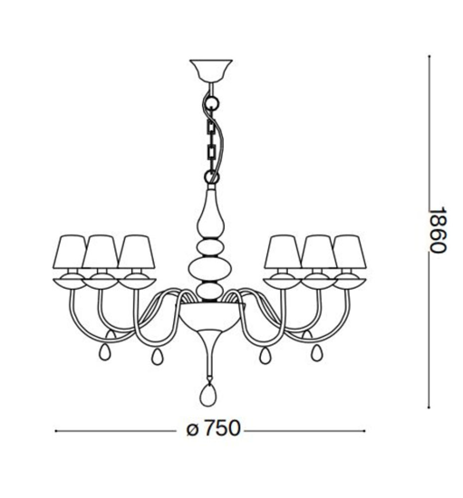 Blanche sp6 ideal lux lampadario per camera da letto bianco 6 luci shabby chic