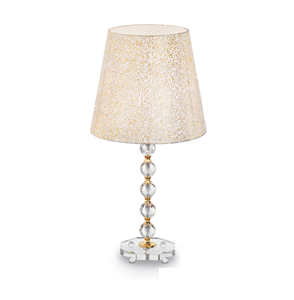 Queen tl1 big abat-jour classica per camera da letto paralume tessuto glitter oro ideal lux