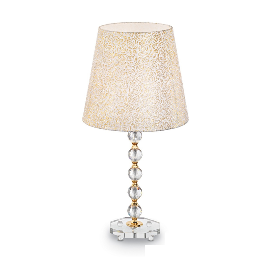 Queen tl1 big abat-jour classica per camera da letto paralume tessuto glitter oro ideal lux