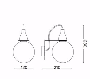 Minimal ap1 applique led 8w 3000k nero design lampadina trasparente ideal lux