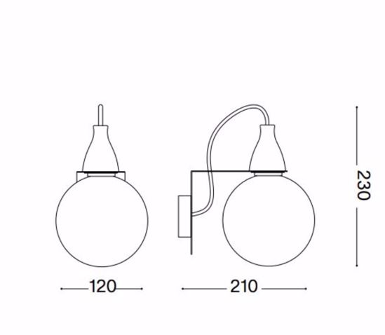 Minimal ap1 applique led 8w 3000k nero design lampadina trasparente ideal lux