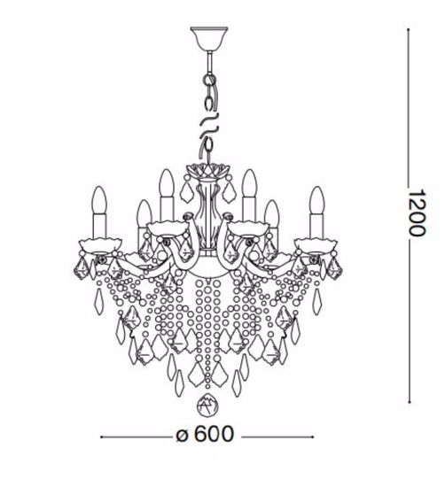 Florian sp6 ideal lux lampadario di cristallo classico 6 bracci trasparente