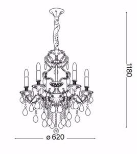 Gioconda sp6 lampadario di cristallo classico oro goccia 6 luci ideal lux