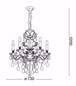 Gioconda sp8 lampadario di cristallo classico per salone 8 luci goccia oro ideal lux