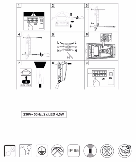 Applique antracite per esterno moderno 9w 3000k