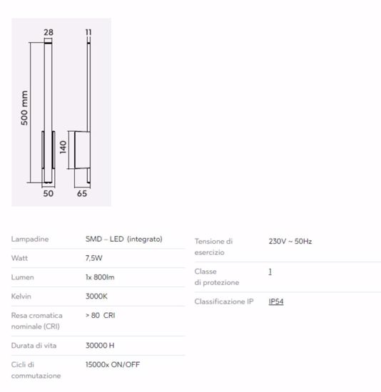 Applique esterno bacchetta moderno antracite  7,5 3000k